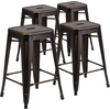 image:imageFlash Furniture Kai Commercial Grade 24 High Backless Black Metal IndoorOutdoor Counter Height Stool with Square SeatOrange