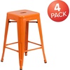 image:imageFlash Furniture Kai Commercial Grade 24 High Backless Black Metal IndoorOutdoor Counter Height Stool with Square SeatOrange