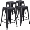 image:imageFlash Furniture Kai Commercial Grade 24 High Backless Black Metal IndoorOutdoor Counter Height Stool with Square SeatOrange