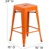 image:imageFlash Furniture Kai Commercial Grade 24 High Backless Black Metal IndoorOutdoor Counter Height Stool with Square SeatOrange