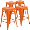 image:imageFlash Furniture Kai Commercial Grade 24 High Backless Black Metal IndoorOutdoor Counter Height Stool with Square SeatOrange