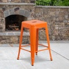 image:imageFlash Furniture Kai Commercial Grade 24 High Backless Black Metal IndoorOutdoor Counter Height Stool with Square SeatOrange