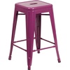 image:imageFlash Furniture Kai Commercial Grade 24 High Backless Black Metal IndoorOutdoor Counter Height Stool with Square SeatPurple