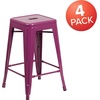 image:imageFlash Furniture Kai Commercial Grade 24 High Backless Black Metal IndoorOutdoor Counter Height Stool with Square SeatPurple