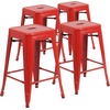 image:imageFlash Furniture Kai Commercial Grade 24 High Backless Black Metal IndoorOutdoor Counter Height Stool with Square SeatRed