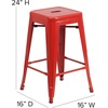image:imageFlash Furniture Kai Commercial Grade 24 High Backless Black Metal IndoorOutdoor Counter Height Stool with Square SeatRed