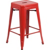 image:imageFlash Furniture Kai Commercial Grade 24 High Backless Black Metal IndoorOutdoor Counter Height Stool with Square SeatRed