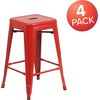 image:imageFlash Furniture Kai Commercial Grade 24 High Backless Black Metal IndoorOutdoor Counter Height Stool with Square SeatRed