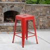 image:imageFlash Furniture Kai Commercial Grade 24 High Backless Black Metal IndoorOutdoor Counter Height Stool with Square SeatRed