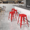 image:imageFlash Furniture Kai Commercial Grade 24 High Backless Black Metal IndoorOutdoor Counter Height Stool with Square SeatRed