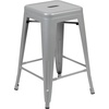 image:imageFlash Furniture Kai Commercial Grade 24 High Backless Black Metal IndoorOutdoor Counter Height Stool with Square SeatSilver