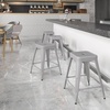 image:imageFlash Furniture Kai Commercial Grade 24 High Backless Black Metal IndoorOutdoor Counter Height Stool with Square SeatSilver