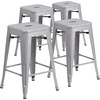 image:imageFlash Furniture Kai Commercial Grade 24 High Backless Black Metal IndoorOutdoor Counter Height Stool with Square SeatSilver