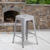 image:imageFlash Furniture Kai Commercial Grade 24 High Backless Black Metal IndoorOutdoor Counter Height Stool with Square SeatSilver