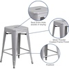 image:imageFlash Furniture Kai Commercial Grade 24 High Backless Black Metal IndoorOutdoor Counter Height Stool with Square SeatSilver