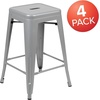 image:imageFlash Furniture Kai Commercial Grade 24 High Backless Black Metal IndoorOutdoor Counter Height Stool with Square SeatSilver