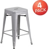 image:imageFlash Furniture Kai Commercial Grade 24 High Backless Black Metal IndoorOutdoor Counter Height Stool with Square SeatSilver