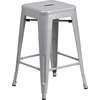 image:imageFlash Furniture Kai Commercial Grade 24 High Backless Black Metal IndoorOutdoor Counter Height Stool with Square SeatSilver