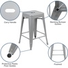 image:imageFlash Furniture Kai Commercial Grade 24 High Backless Black Metal IndoorOutdoor Counter Height Stool with Square SeatSilver