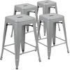 image:imageFlash Furniture Kai Commercial Grade 24 High Backless Black Metal IndoorOutdoor Counter Height Stool with Square SeatSilver