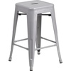 image:imageFlash Furniture Kai Commercial Grade 24 High Backless Black Metal IndoorOutdoor Counter Height Stool with Square SeatSilver