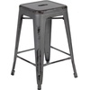 image:imageFlash Furniture Kai Commercial Grade 24 High Backless Black Metal IndoorOutdoor Counter Height Stool with Square SeatSilver Gray