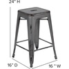 image:imageFlash Furniture Kai Commercial Grade 24 High Backless Black Metal IndoorOutdoor Counter Height Stool with Square SeatSilver Gray
