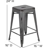 image:imageFlash Furniture Kai Commercial Grade 24 High Backless Black Metal IndoorOutdoor Counter Height Stool with Square SeatSilver Gray