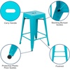 image:imageFlash Furniture Kai Commercial Grade 24 High Backless Black Metal IndoorOutdoor Counter Height Stool with Square SeatTeal