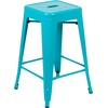 image:imageFlash Furniture Kai Commercial Grade 24 High Backless Black Metal IndoorOutdoor Counter Height Stool with Square SeatTeal