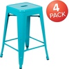 image:imageFlash Furniture Kai Commercial Grade 24 High Backless Black Metal IndoorOutdoor Counter Height Stool with Square SeatTeal