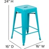image:imageFlash Furniture Kai Commercial Grade 24 High Backless Black Metal IndoorOutdoor Counter Height Stool with Square SeatTeal