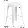 image:imageFlash Furniture Kai Commercial Grade 24 High Backless Black Metal IndoorOutdoor Counter Height Stool with Square SeatWhite