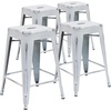 image:imageFlash Furniture Kai Commercial Grade 24 High Backless Black Metal IndoorOutdoor Counter Height Stool with Square SeatWhite