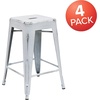 image:imageFlash Furniture Kai Commercial Grade 24 High Backless Black Metal IndoorOutdoor Counter Height Stool with Square SeatWhite