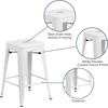 image:imageFlash Furniture Kai Commercial Grade 24 High Backless Black Metal IndoorOutdoor Counter Height Stool with Square SeatWhite