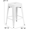 image:imageFlash Furniture Kai Commercial Grade 24 High Backless Black Metal IndoorOutdoor Counter Height Stool with Square SeatWhite
