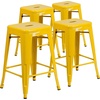 image:imageFlash Furniture Kai Commercial Grade 24 High Backless Black Metal IndoorOutdoor Counter Height Stool with Square SeatYellow
