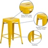 image:imageFlash Furniture Kai Commercial Grade 24 High Backless Black Metal IndoorOutdoor Counter Height Stool with Square SeatYellow