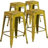 image:imageFlash Furniture Kai Commercial Grade 24 High Backless Black Metal IndoorOutdoor Counter Height Stool with Square SeatYellow
