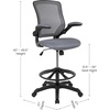 image:imageFlash Furniture Kale MidBack Swivel Office Chair with Height Adjustable Foot Ring and Lumbar Support Mesh Executive Chair with Armrests Dark Gray