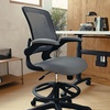 image:imageFlash Furniture Kale MidBack Swivel Office Chair with Height Adjustable Foot Ring and Lumbar Support Mesh Executive Chair with Armrests Dark Gray