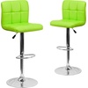 image:imageFlash Furniture Kathleen Contemporary Black Quilted Vinyl Adjustable Height Barstool with Chrome BaseGreen