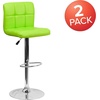 image:imageFlash Furniture Kathleen Contemporary Black Quilted Vinyl Adjustable Height Barstool with Chrome BaseGreen