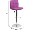 image:imageFlash Furniture Kathleen Contemporary Black Quilted Vinyl Adjustable Height Barstool with Chrome BasePurple