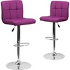 image:imageFlash Furniture Kathleen Contemporary Black Quilted Vinyl Adjustable Height Barstool with Chrome BasePurple