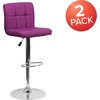 image:imageFlash Furniture Kathleen Contemporary Black Quilted Vinyl Adjustable Height Barstool with Chrome BasePurple