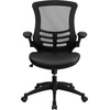 image:imageFlash Furniture Kelista MidBack Swivel Office Chair with Adjustable Seat Height Ergonomic Mesh Desk Chair with LeatherSoft Seat BlackBlack LeathersoftMesh