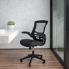 image:imageFlash Furniture Kelista MidBack Swivel Office Chair with Adjustable Seat Height Ergonomic Mesh Desk Chair with LeatherSoft Seat BlackBlack Mesh