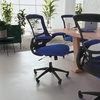 image:imageFlash Furniture Kelista MidBack Swivel Office Chair with Adjustable Seat Height Ergonomic Mesh Desk Chair with LeatherSoft Seat BlackBlue Mesh